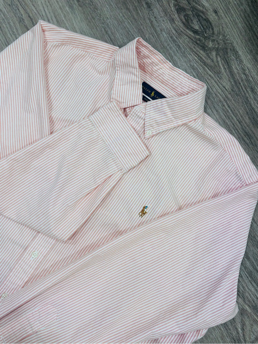 Ralph Lauren Light Pink & White Striped Button-Down Shirt